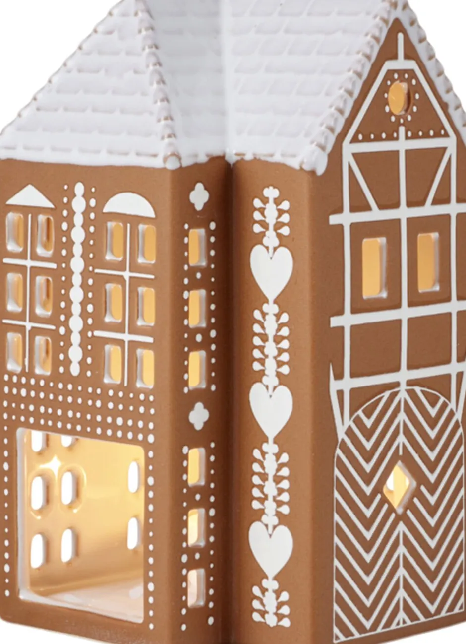 Julepynt<Kähler Gingerbread Lyshus stor brun