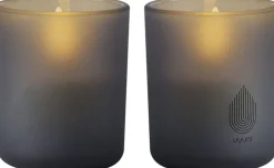 Lys & Lysestager<Uyuni Glass Candle, Grey, 2-pack, 6x7 cm