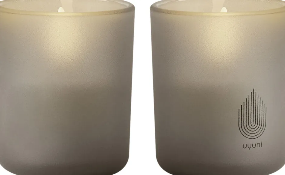 Lys & Lysestager<Uyuni Glass Candle, Sandstone, 2-pack, 6x7 cm