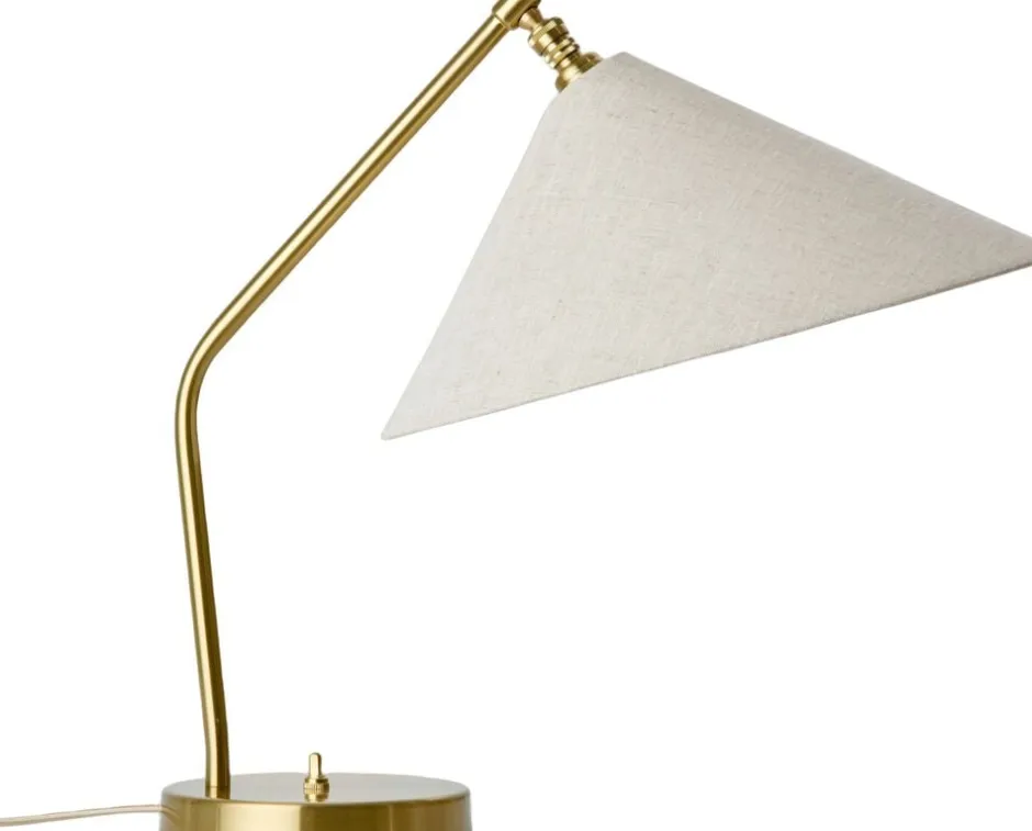 Bordlamper<Gubi Gräshoppa Table Lamp, Fabric Shade, EU Base: Shiny Brass, Sh