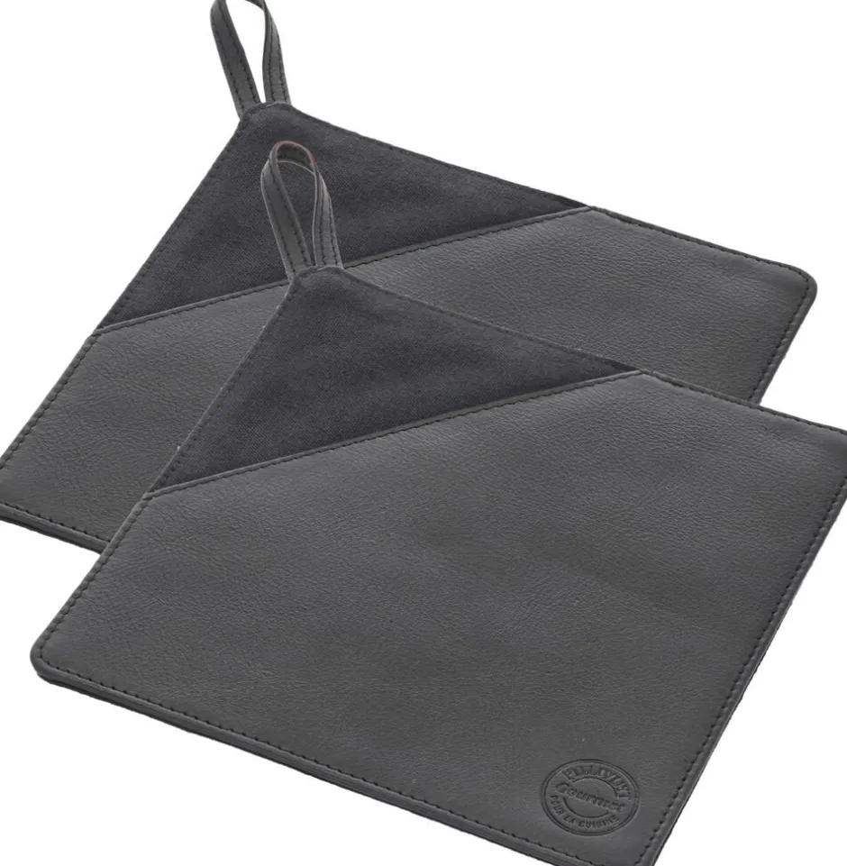 Tekstiler Til Køkkenet<Pillivuyt Grydelap 20,5 x 20,5 cm 2 stk. Sort Kanvas/Læder