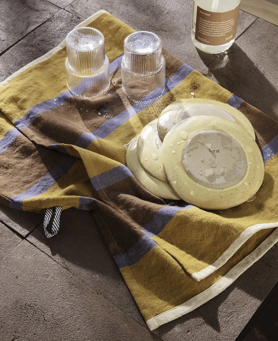 Tekstiler Til Køkkenet<Ferm Living Hale Tea Towel - Lime/Bright Blue/Choco