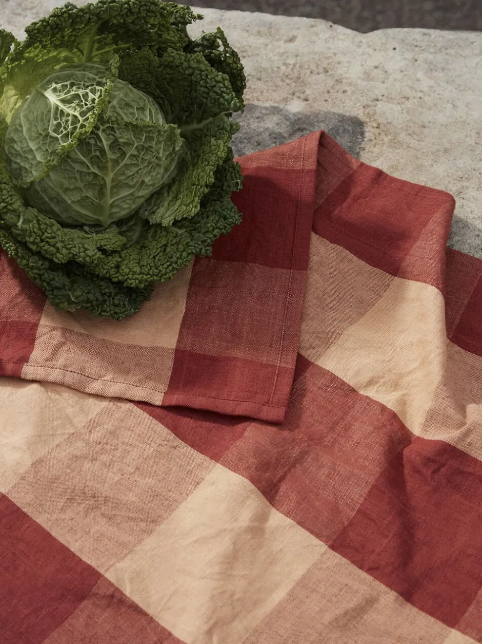 Tekstiler Til Køkkenet<Ferm Living Hale Tea Towel - Peach/Spice Red