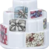 Julepynt<Kähler Hammershøi Christmas Gaver lysestage Ø7. 5 cm hvid m. deko