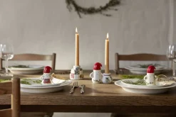 Julepynt<Kähler Hammershøi Christmas Gaver lysestage Ø7. 5 cm hvid m. deko