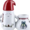 Julepynt<Kähler Hammershøi Christmas Nissefar lysestage H8. 5 hvid m. deko