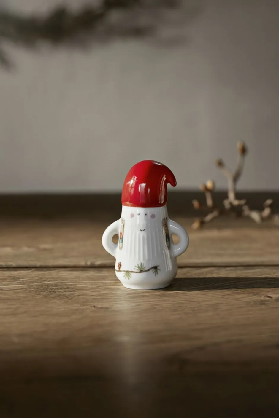 Julepynt<Kähler Hammershøi Christmas Nissefar Ø6 cm hvid m. deko