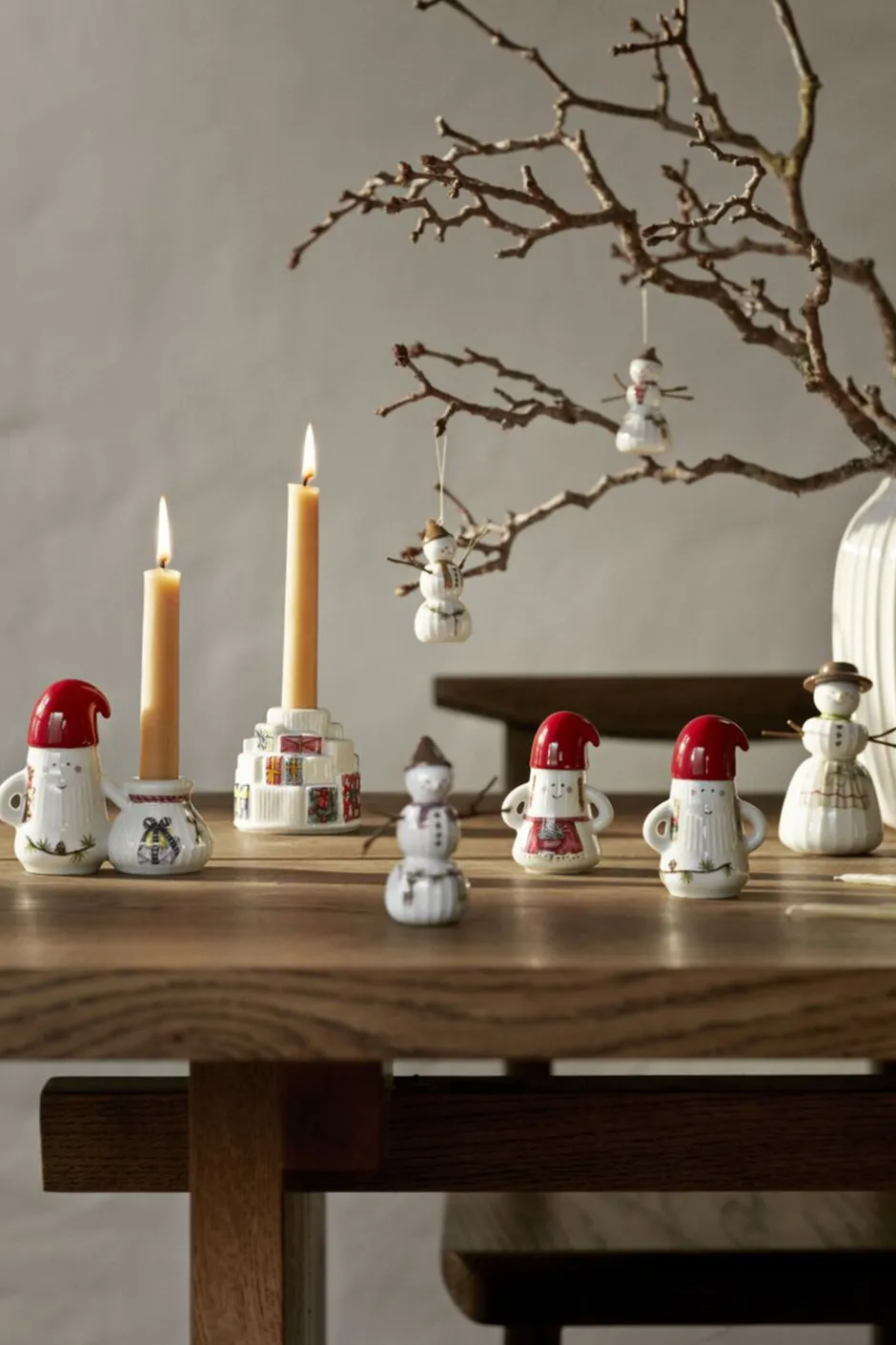 Julepynt<Kähler Hammershøi Christmas Nissefar Ø6 cm hvid m. deko
