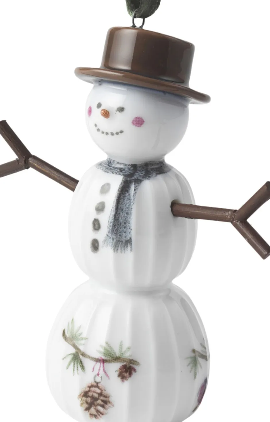 Juletræspynt<Kähler Hammershøi Christmas Snemand hængende H9. 5 hvid m. deko