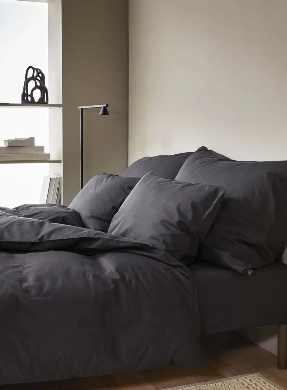 Sengetøj & Lagner<Høie Harmoni stonewashed pudebetræk dæmpet sort