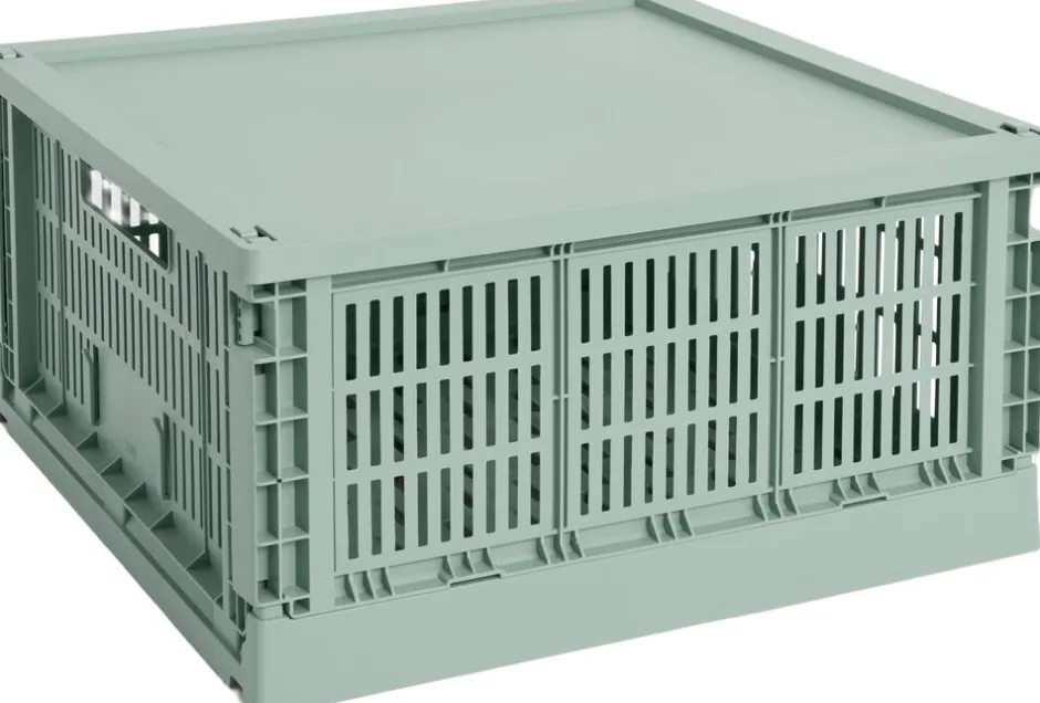 Opbevaring<Hay Colour Crate Lid Plastic-Large Square- Sage green