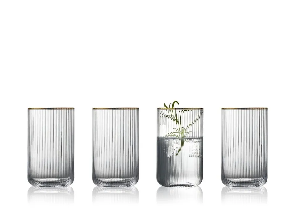 Glas<Lyngby Glas Highball Palermo Gold 50 cl 4 stk.