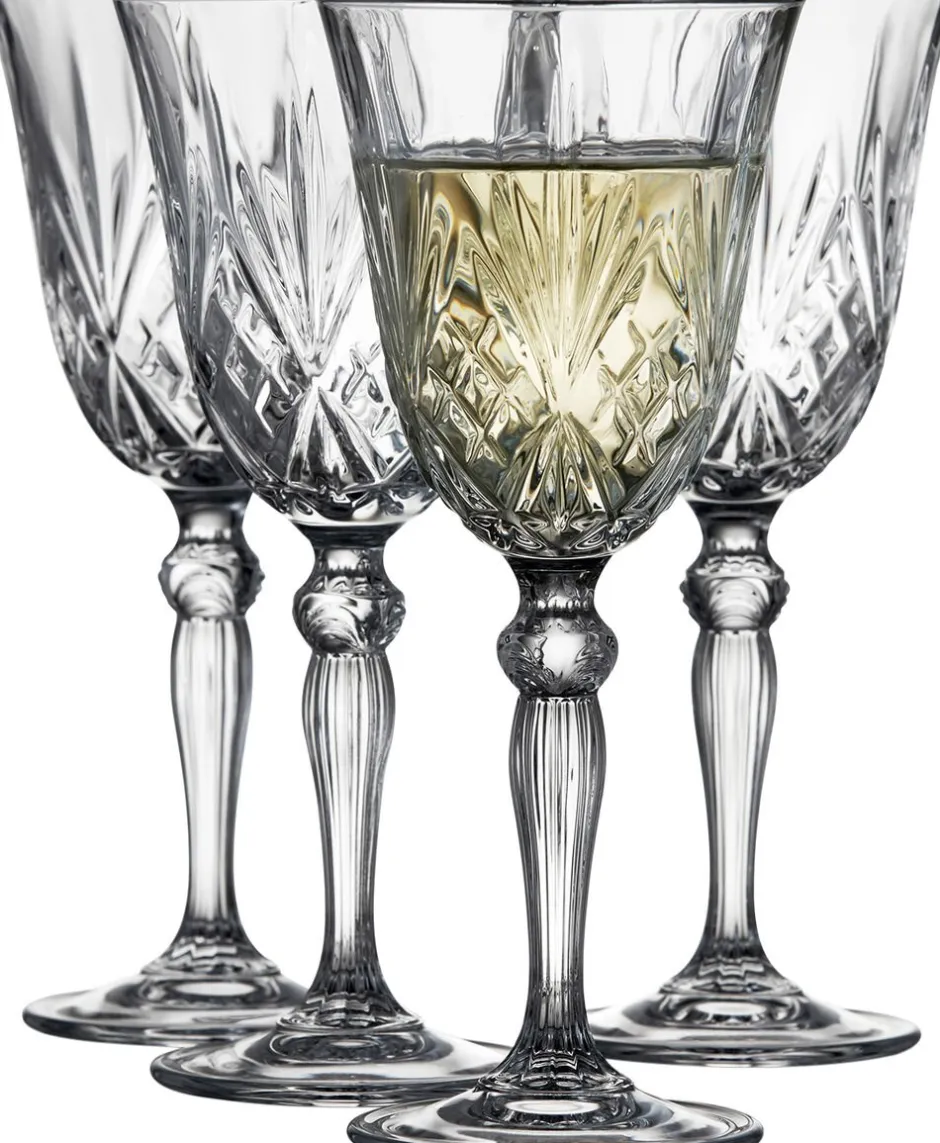 Glas<Lyngby Glas Hvidvin 4 stk. Lyngby Melodia