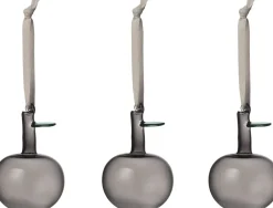 Juletræspynt<Iittala glasæbler 3-pak grå