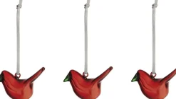 Juletræspynt<Iittala mini glasfugle 3-pak rød