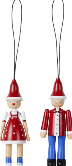 Figurer & Skulpturer|Julepynt<Kay Bojesen Julepynt Jule Ole & Jule Lise rød/blå/hvid