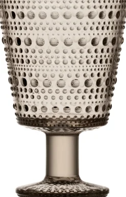 Glas<Iittala Kastehelmi glas på fod 30 cl - linen 2 stk