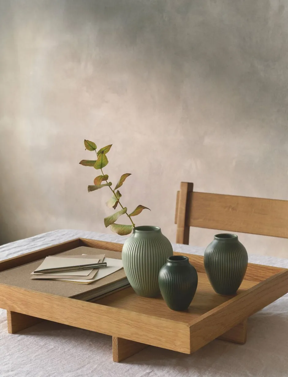 Vaser & Urtepotteskjulere<Knabstrup Keramik Knabstrup mini vase 3 Stk ripple mat misty green, celadon green, dark