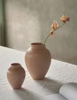 Vaser & Urtepotteskjulere<Knabstrup Keramik Knabstrup vase H 12. 5 cm ripple mat dusty rose