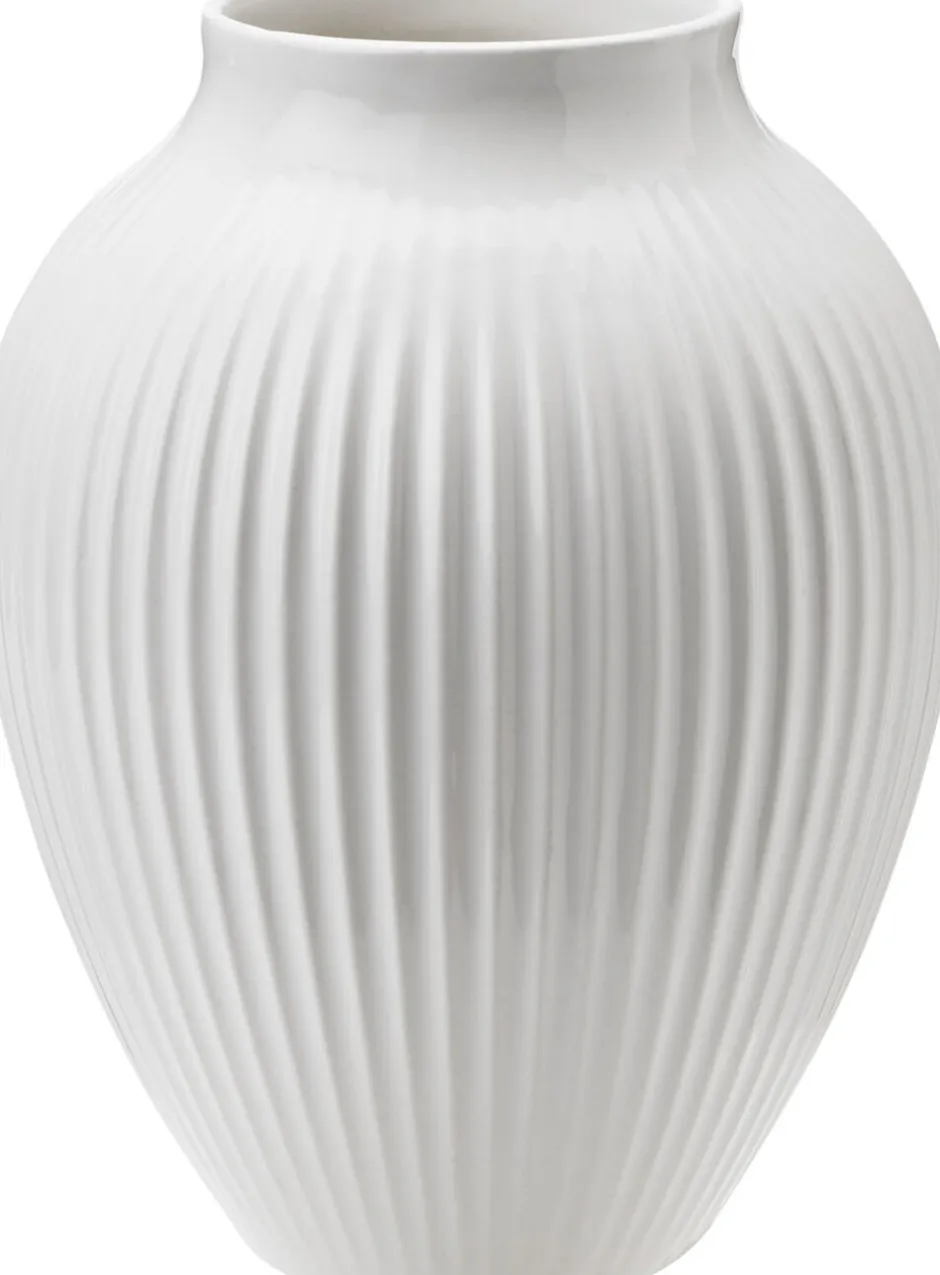 Vaser & Urtepotteskjulere<Knabstrup Keramik Knabstrup, vase, riller hvid, 12,5 cm