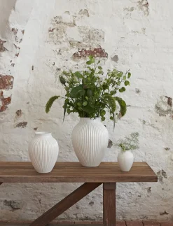 Vaser & Urtepotteskjulere<Knabstrup Keramik Knabstrup, vase, riller hvid, 12,5 cm