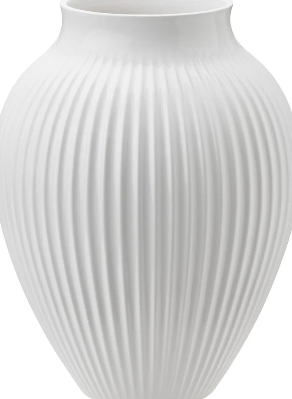 Vaser & Urtepotteskjulere<Knabstrup Keramik Knabstrup, vase, riller hvid, 20 cm