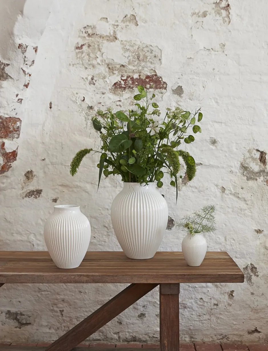 Vaser & Urtepotteskjulere<Knabstrup Keramik Knabstrup, vase, riller hvid, 20 cm
