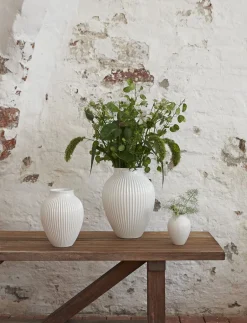 Vaser & Urtepotteskjulere<Knabstrup Keramik Knabstrup, vase, riller hvid, 27 cm
