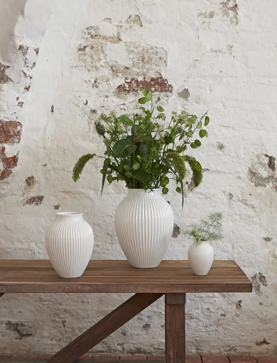 Vaser & Urtepotteskjulere<Knabstrup Keramik Knabstrup, vase, riller hvid, 27 cm