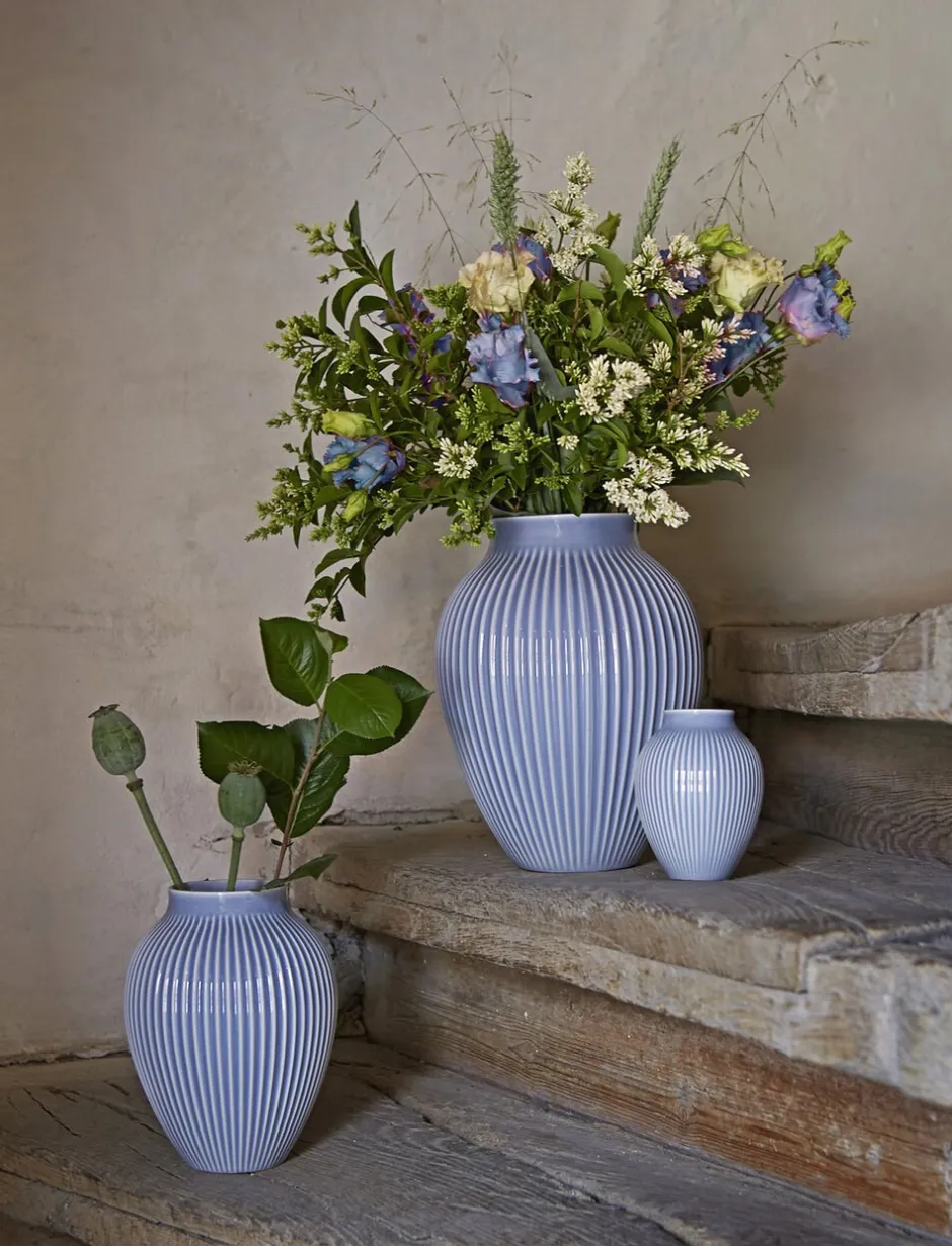Vaser & Urtepotteskjulere<Knabstrup Keramik Knabstrup, vase, riller lavendelblå, 20 cm