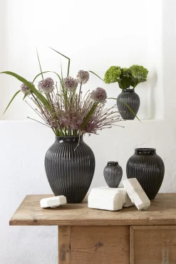 Vaser & Urtepotteskjulere<Knabstrup Keramik Knabstrup, vase, riller sort, 27 cm