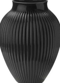 Vaser & Urtepotteskjulere<Knabstrup Keramik Knabstrup, vase, riller sort, 35 cm