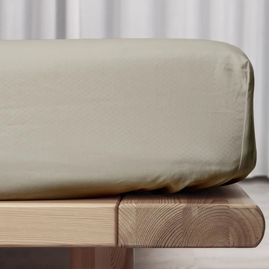 Sengetøj & Lagner<Night & Day Økologisk boxlagen, percale - GOTS, Sand