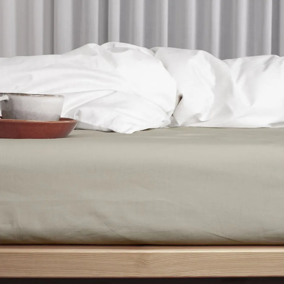 Sengetøj & Lagner<Night & Day Økologisk boxlagen, percale - GOTS, Sand