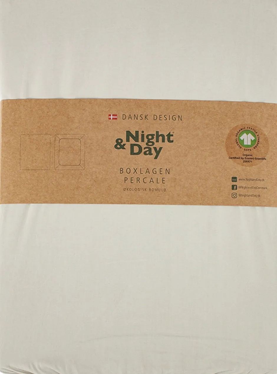 Sengetøj & Lagner<Night & Day Økologisk boxlagen, percale - GOTS, Sand