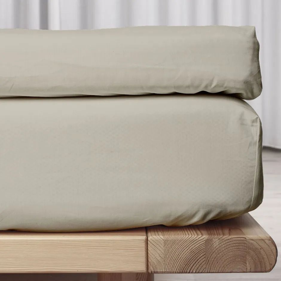 Sengetøj & Lagner<Night & Day Økologisk kuvertlagen, percale - GOTS, Sand