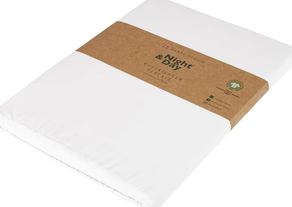 Sengetøj & Lagner<Night & Day Økologisk kuvertlagen, percale - GOTS, Hvid