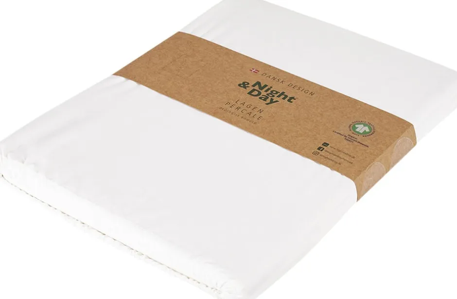 Sengetøj & Lagner<Night & Day Økologisk lagen, percale - GOTS, Hvid