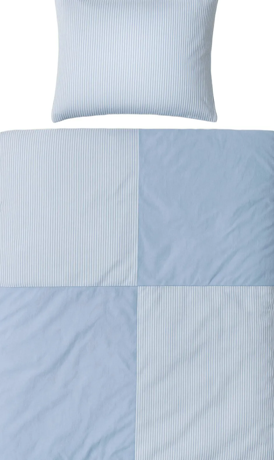 Sengetøj & Lagner<OMHU Økologisk sengesæt, Mini strib patchwork Blå