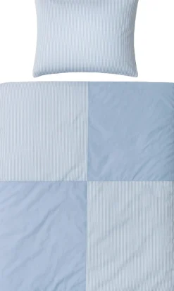 Sengetøj & Lagner<OMHU Økologisk sengesæt, Mini strib patchwork Blå