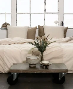 Sengetøj & Lagner<OMHU Økologisk sengesæt, Mini strib patchwork Sand