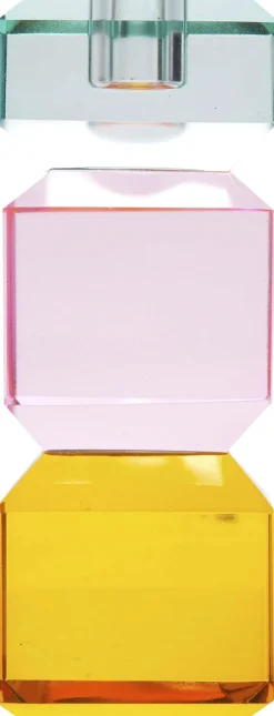 Lys & Lysestager<AU Maison Krystal stage, lys mynte/lys pink/gul, 15x6x6 cm