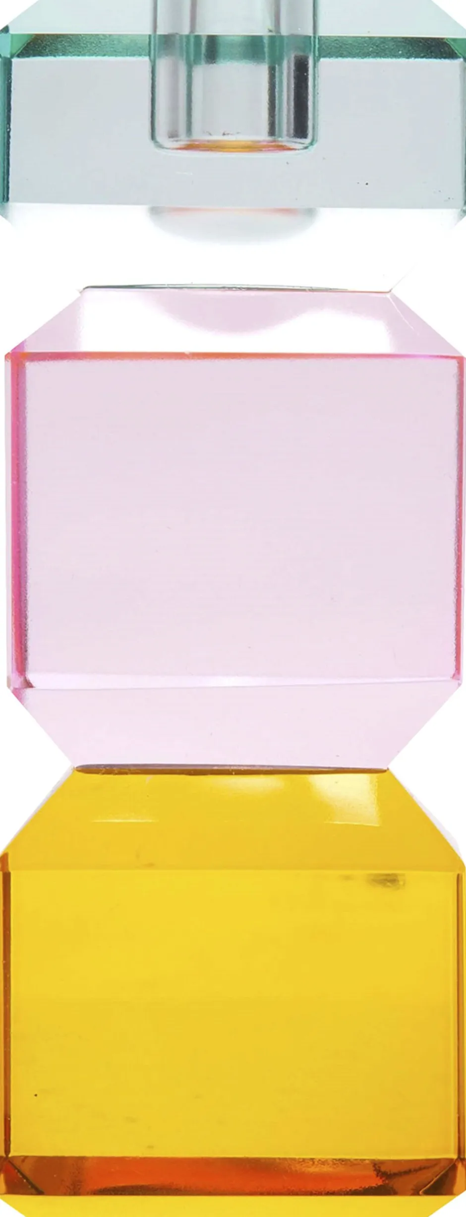 Lys & Lysestager<AU Maison Krystal stage, lys mynte/lys pink/gul, 15x6x6 cm