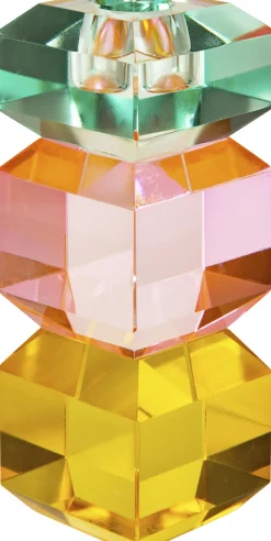 Lys & Lysestager<AU Maison Krystal stage, lys mynte/lys pink/gul, 15x6x6 cm