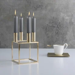 Adventsstager<Audo Copenhagen Kubus 4, Candle Holder, Gold-plated