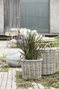 Opbevaring<Ib Laursen Kurvesæt a 3 rattan m/plast indvendig rund