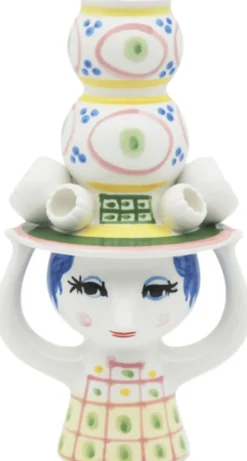 Lys & Lysestager<Bjørn Wiinblad Lady with hat Lysestage H16 cm pink