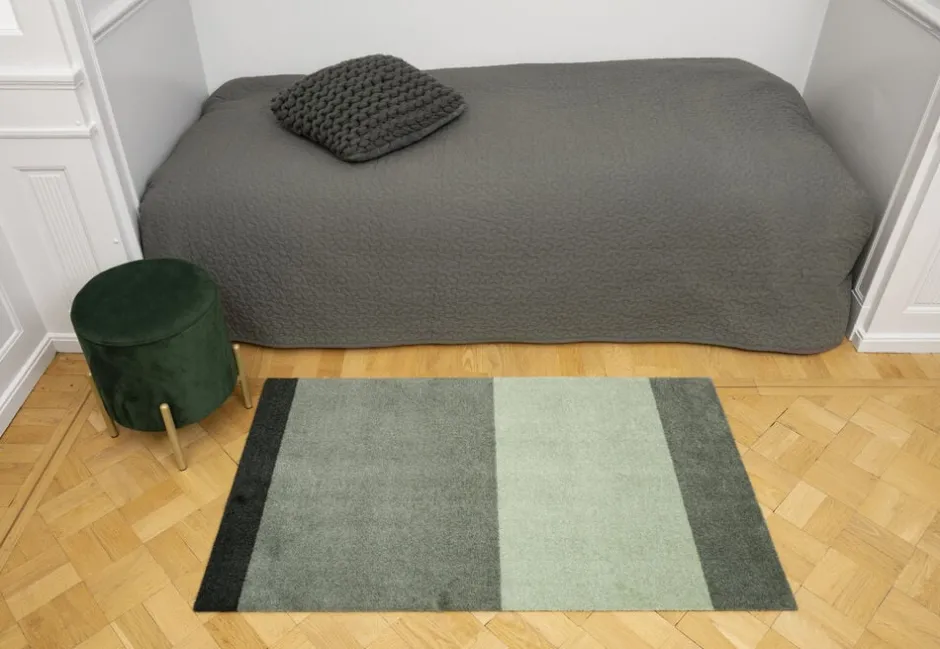 Gulvtæpper<Tica Copenhagen Løber, 67x120 cm, stripes-horizon lys/støvet og mørkegrøn