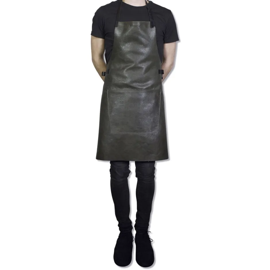 Tekstiler Til Køkkenet<DutchDeluxes Læderforklæde BBQ Style Apron Vintage Grey