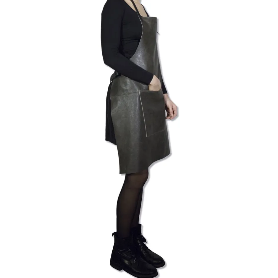 Tekstiler Til Køkkenet<DutchDeluxes Læderforklæde BBQ Style Apron Vintage Grey